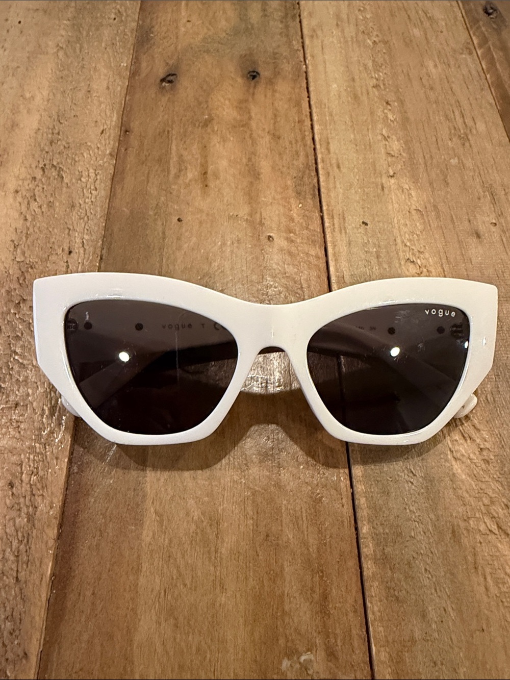 Vogue White Cat-Eye Sunglasses with hard case